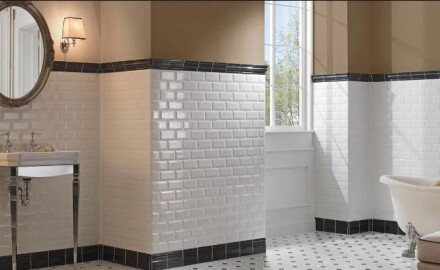 10x20 white gloss bevelled wall tile, bevelled edge A4H22 Blanco Brillo