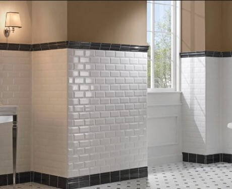 10x20 white gloss bevelled wall tile, bevelled edge A4H22 Blanco Brillo