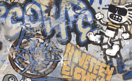 Glazed porcelain floor tiles, 120x280 cm, matt grey, rectified, A4H248 City Graffiti Grey