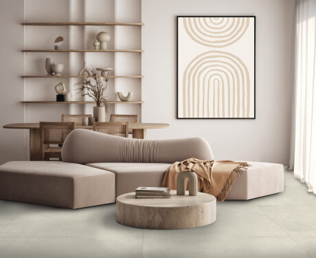 Glazed porcelain floor tiles, 60x120cm, light grey concrete, matt finish, rectified, A4H302 Massive Snow