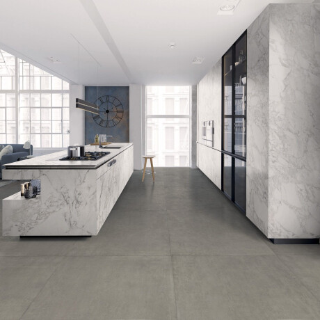 Glazed porcelain floor tiles, 60x120cm, matt concrete grey, rectified, A4H322 Massive Davy #1