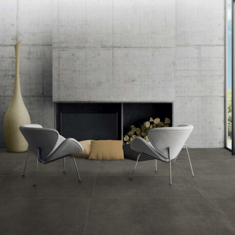 Glazed porcelain stoneware floor tiles, 120x120cm, dark grey concrete, matt finish, rectified, A4H326 Massive Dimgray #4
