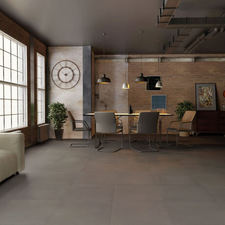 Glazed porcelain stoneware floor tiles, 60x120cm, dark grey concrete, matt finish, rectified, A4H327 Massive Dimgray #2
