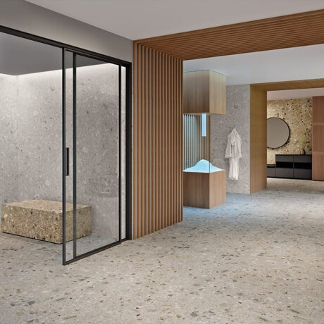 Glazed porcelain stoneware floor tiles, 60x120cm, light grey, matt, rectified, A4H418, Ceppo Di Gre Multi terrazzo #13