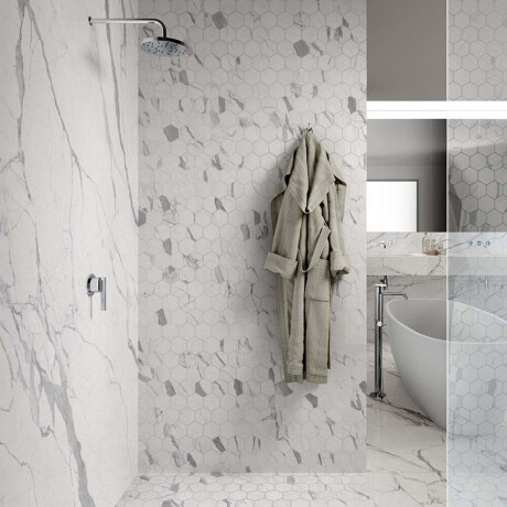 Large-format 120x270 cm glossy porcelain stoneware tile with grey veining, rectified, A4H451 Statuario Superiore #2