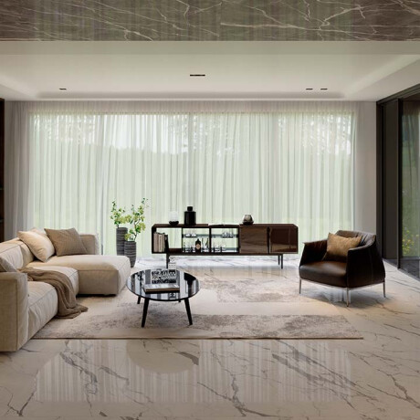 Large-format 120x270 cm glossy porcelain stoneware tile with grey veining, rectified, A4H451 Statuario Superiore #4