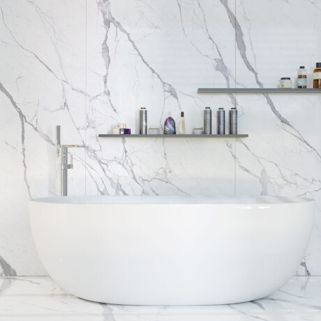 Glazed porcelain stoneware floor tiles, 120x280 cm, matt finish with grey veining, rectified, A4H452 Statuario Superiore #3