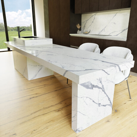 Glazed porcelain stoneware floor tiles, 120x280 cm, matt finish with grey veining, rectified, A4H452 Statuario Superiore #8