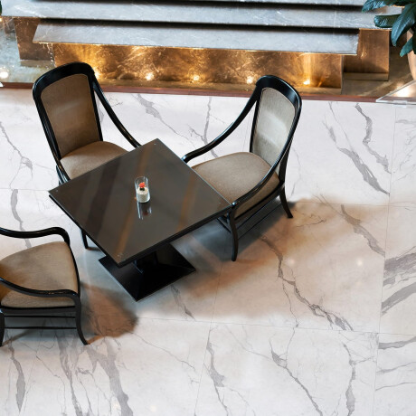 Glazed porcelain floor tiles, 120x120 cm, matt finish with grey veining, rectified, A4H455 Statuario Superiore #1