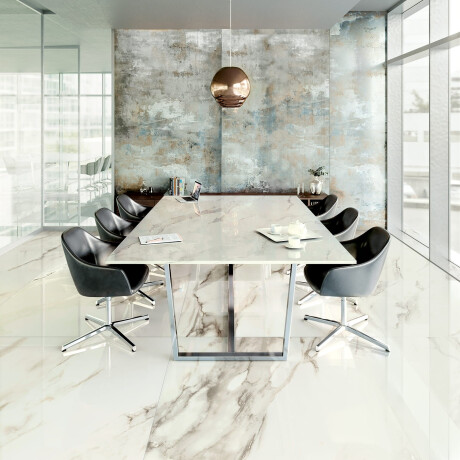 Large-format porcelain stoneware tile, 120x270 cm, with grey veins, matt finish, rectified, A4H463 Calacatta #14
