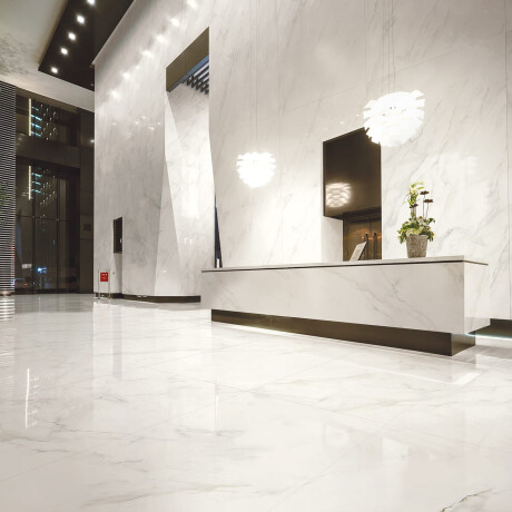 Large-format porcelain stoneware tile, 120x270 cm, with grey veins, matt finish, rectified, A4H463 Calacatta #15
