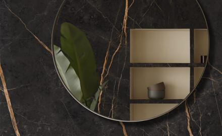 120x120 floor tiles, marble with gold veins, gloss finish A4H475 Sant Loreno