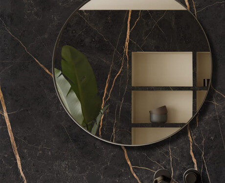 120x120 floor tiles, marble with gold veins, gloss finish A4H475 Sant Loreno
