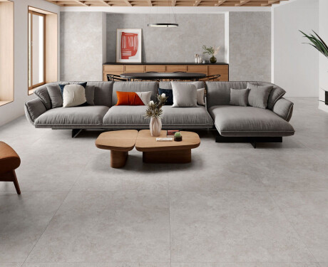 100x100 floor tiles, cross-cut travertine, matt finish, grey A4H497 Chrono Grey