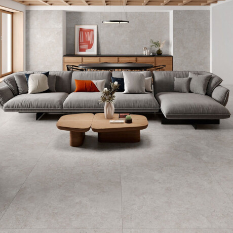 100x100 floor tiles, cross-cut travertine, matt finish, grey A4H497 Chrono Grey #1