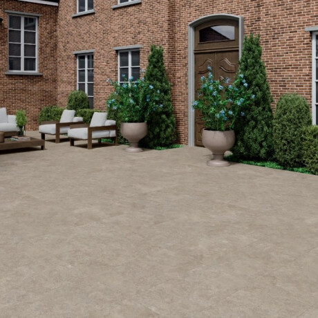 100x100 floor tiles, cross-cut travertine, matt finish, grey-beige taupe A4H499 Chrono Stone #3