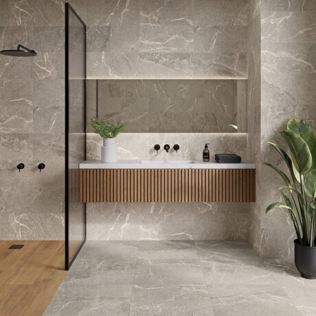 Veined stone-effect floor tiles, 100x100, matt, grey A4H506 Volterra Grey #1