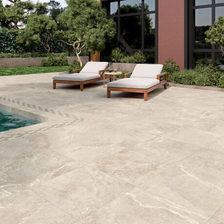 Veined stone-effect floor tiles, 100x100, matt finish, grey-beige taupe, A4H508 Volterra Bone #2