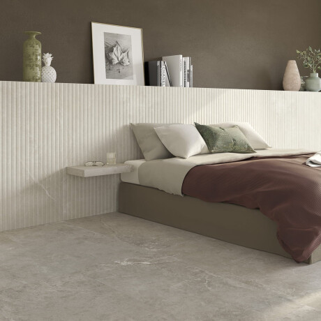 Grooved porcelain floor tiles, 60x120, light grey, matt, A4H510 Rigat-One Ermetica Bianco #1