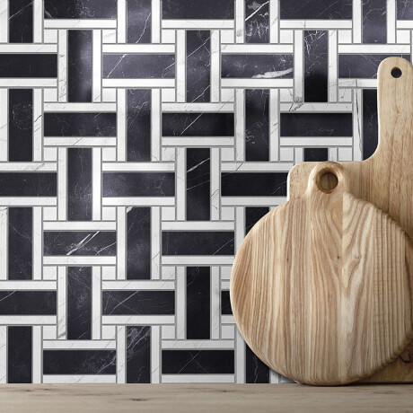 Large-format porcelain tiles, 120x280, black marble with white veins, gloss finish, A4H687 Markina Black #6