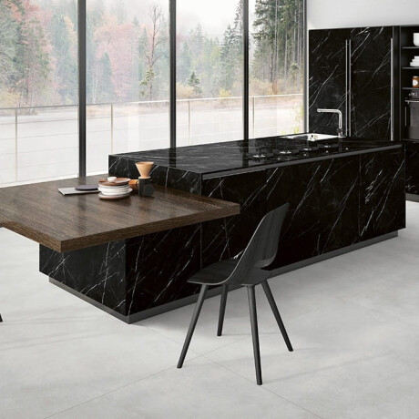 Large-format porcelain tiles, 120x280, black marble with white veins, gloss finish, A4H687 Markina Black #7