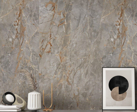 120x120 floor tiles, grey marble with gold veins, gloss finish, A4H723 Sarankolin