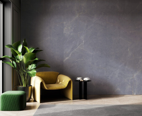 Large-format 120x280 marble-effect porcelain tiles with veining, gloss finish A4H808 Omani Cool