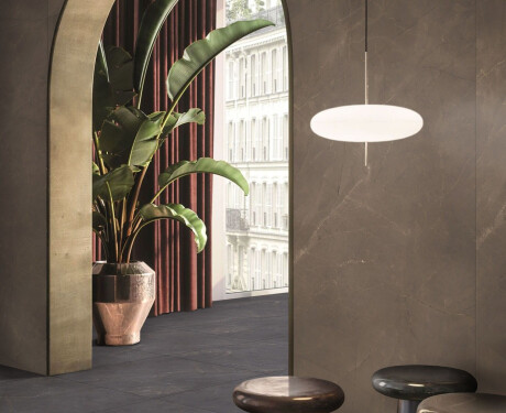Large-format 120x280 marble-effect porcelain tiles with veining, gloss finish A4H824 Omani Oud