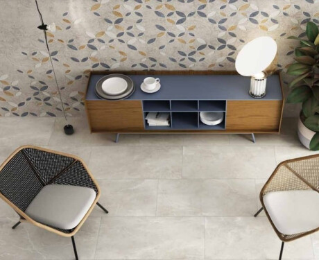 Glazed porcelain floor tiles, 60x120cm, light grey, matt, rectified, A4H83 Iroc White