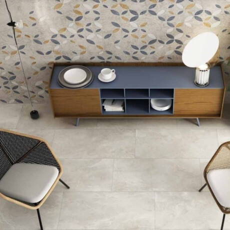 Glazed porcelain floor tiles, 60x120cm, light grey, matt, rectified, A4H83 Iroc White #1