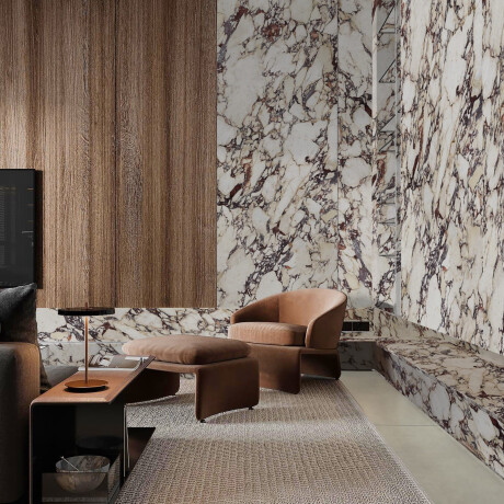 Large-format porcelain tiles, 120x280, marble with purple veins, gloss finish, A4H840 Calakatta Wiola #1