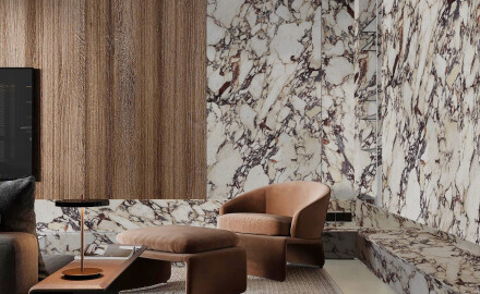 120x120 porcelain stoneware with purple veins, gloss finish A4H841 Calakatta Wiola