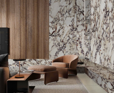 120x120 porcelain stoneware with purple veins, gloss finish A4H841 Calakatta Wiola