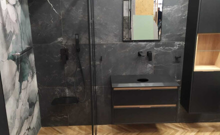 Glazed porcelain stoneware floor tiles, 60x120cm, matt black, rectified, A4H85 Iroc Black