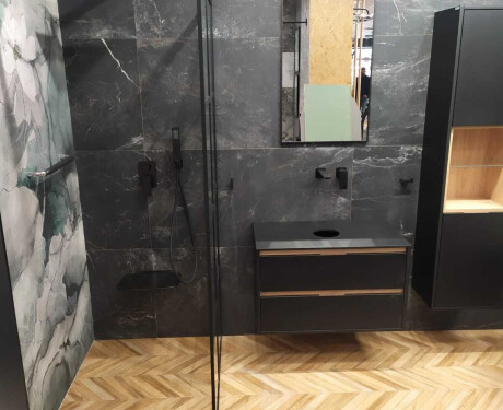 Glazed porcelain stoneware floor tiles, 60x120cm, matt black, rectified, A4H85 Iroc Black