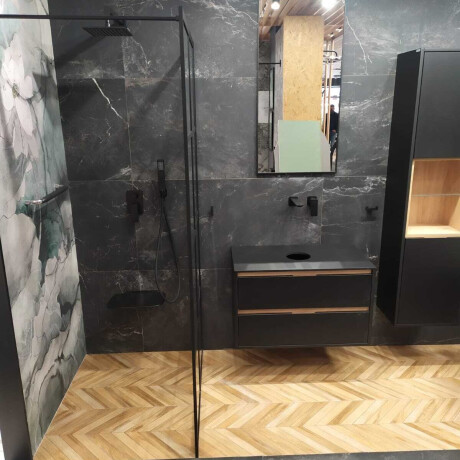 Glazed porcelain stoneware floor tiles, 60x120cm, matt black, rectified, A4H85 Iroc Black #1