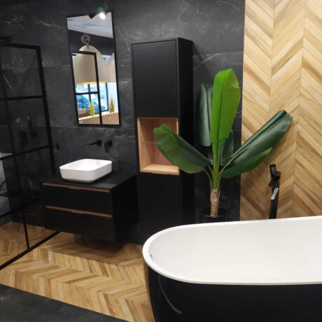 Glazed porcelain stoneware floor tiles, 60x120cm, matt black, rectified, A4H85 Iroc Black #2