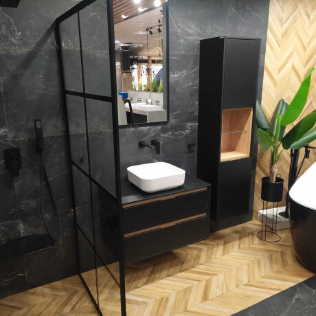 Glazed porcelain stoneware floor tiles, 60x120cm, matt black, rectified, A4H85 Iroc Black #3