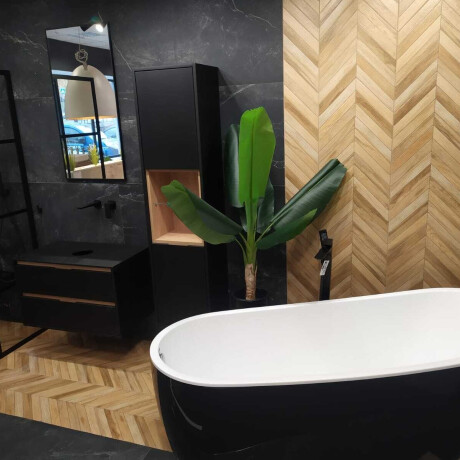 Glazed porcelain stoneware floor tiles, 60x120cm, matt black, rectified, A4H85 Iroc Black #4