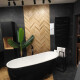 Glazed porcelain stoneware floor tiles, 60x120cm, matt black, rectified, A4H85 Iroc Black #5