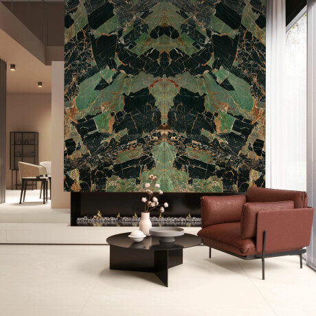 Bookmatch porcelain stoneware 120x280, emerald marble with veins, gloss finish A4H850 Esmerald Paris #2