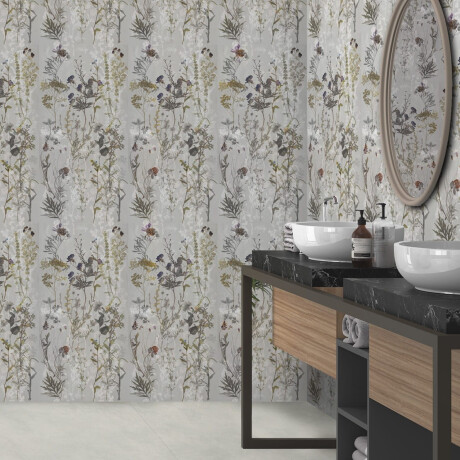 60x120 cm grey wall tiles with floral patterns, matt finish, A4H919 Glame #2