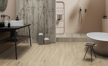 60x120 cm grey wall tiles with botanical patterns, matt finish, A4H920 Erbario
