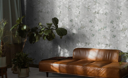 60x120 cm grey wall tiles with floral patterns, matt finish, A4H923 Lirio