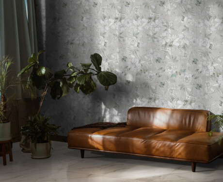 60x120 cm grey wall tiles with floral patterns, matt finish, A4H923 Lirio