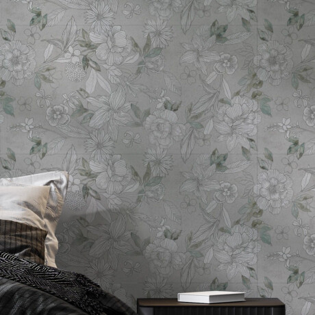 60x120 cm grey wall tiles with floral patterns, matt finish, A4H923 Lirio #2