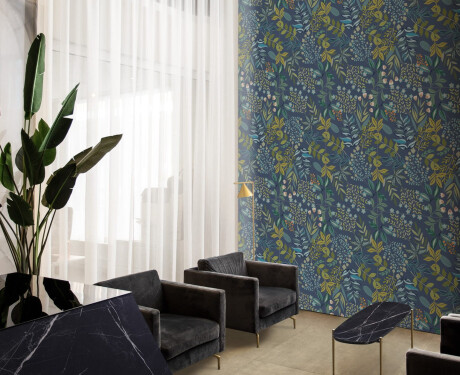 60x120 cm blue wall tiles with floral patterns, matt finish, A4H924 Majorele
