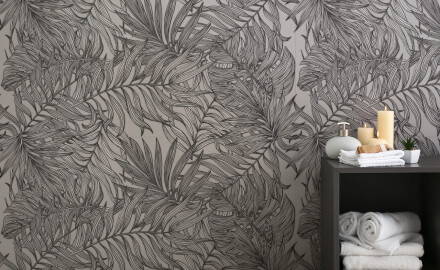 60x120 cm grey wall tiles with floral patterns, matt finish, A4H925, Panaria