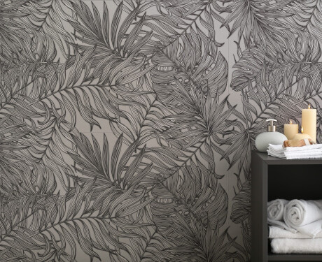 60x120 cm grey wall tiles with floral patterns, matt finish, A4H925, Panaria