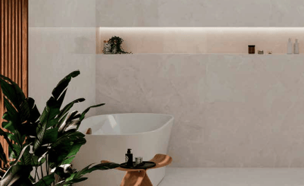 Large-format porcelain tiles, 100x100, veined marble, gloss finish, A4H941 Saffire Cream